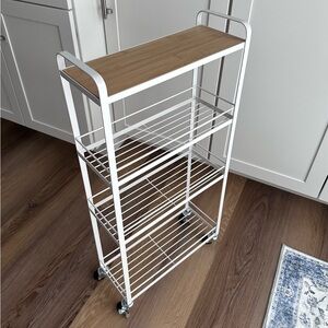 White and Brown Kitchen Storage Cart
